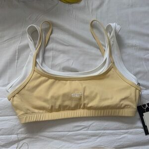 Women’s Double-Strap Bralette in Light Yellow and White